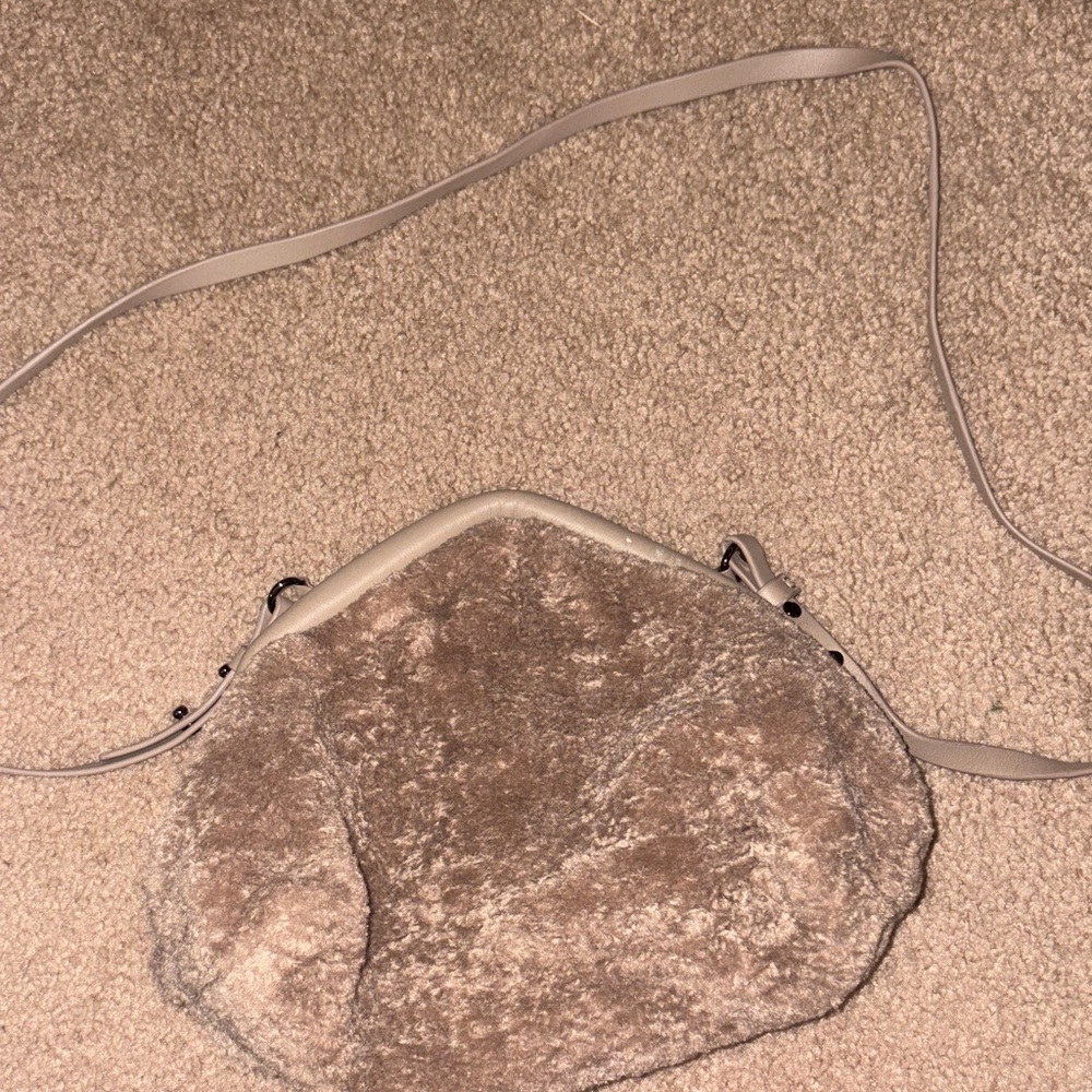 Vince Camuto Issey Shearling Crossbody Bag in Wild Mushroom